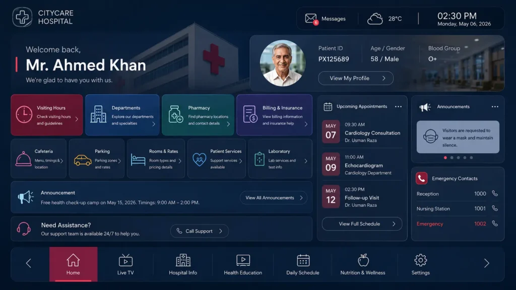 IPTV software ui for hospitals