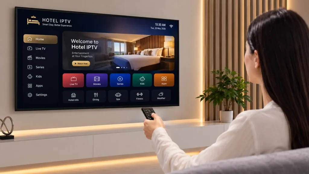 a women watching iptv